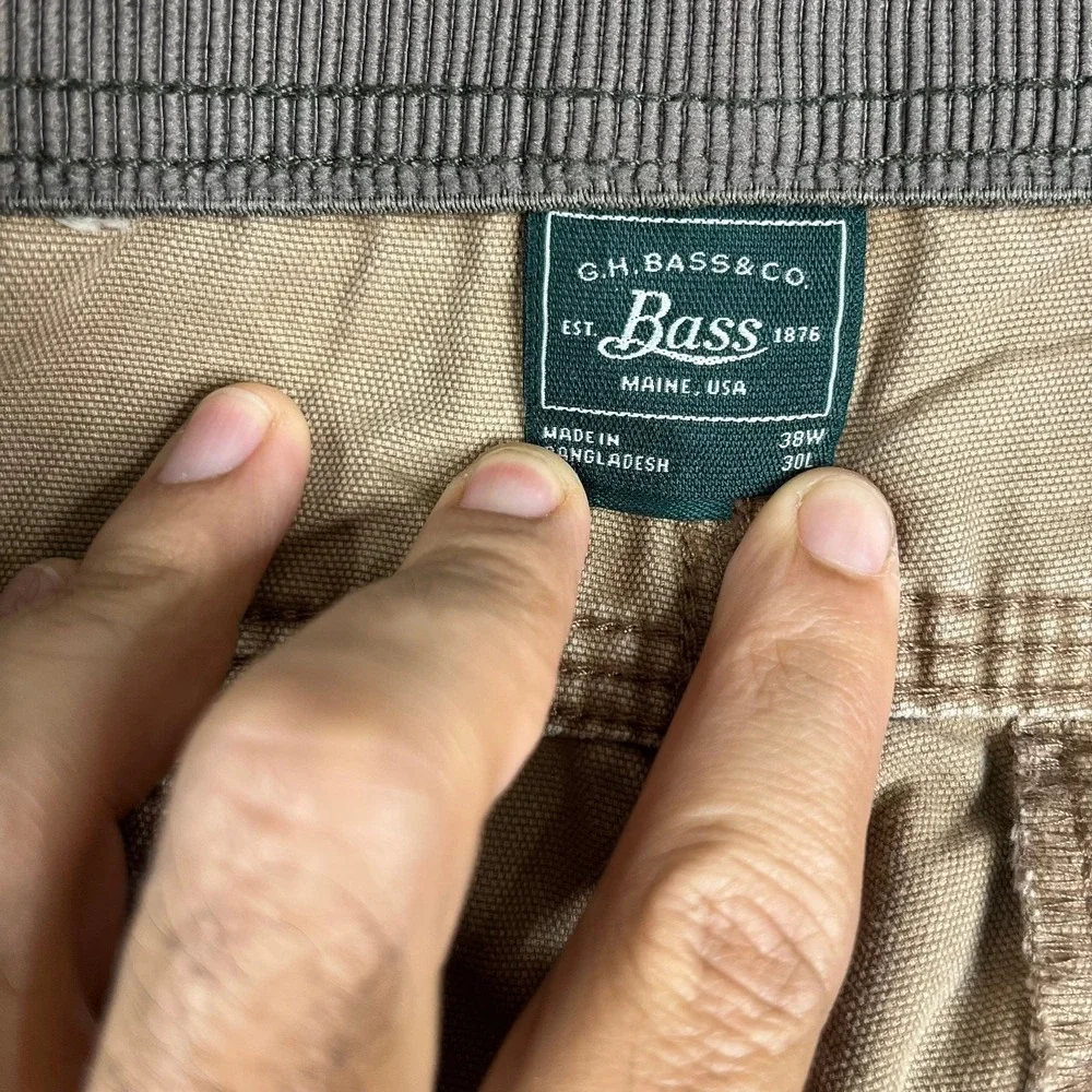 Bass‎ Cargo Pants Mens Size 38x30 Khaki Relaxed Fit Utility Casual Workwear